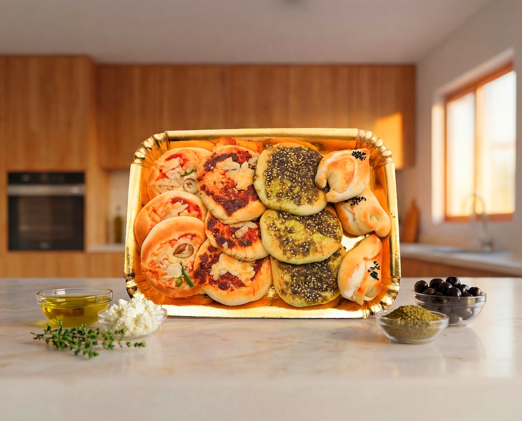 [V0360] Plate of Assorted Suwariyeh Manakish